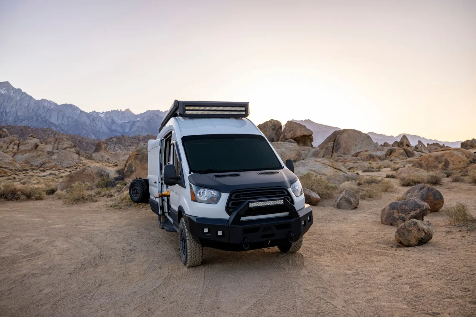RV in the Arizona desert at sunrise