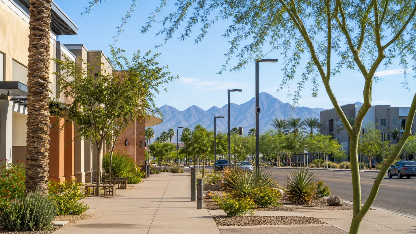 Desert city streetscape in Goodyear, Arizona