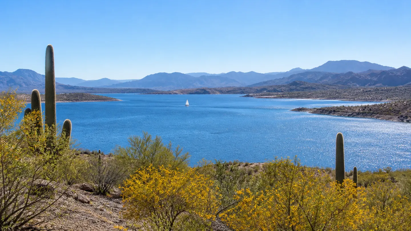 Lake Pleasant and Sonoran Desert landscape near Peoria, Arizona